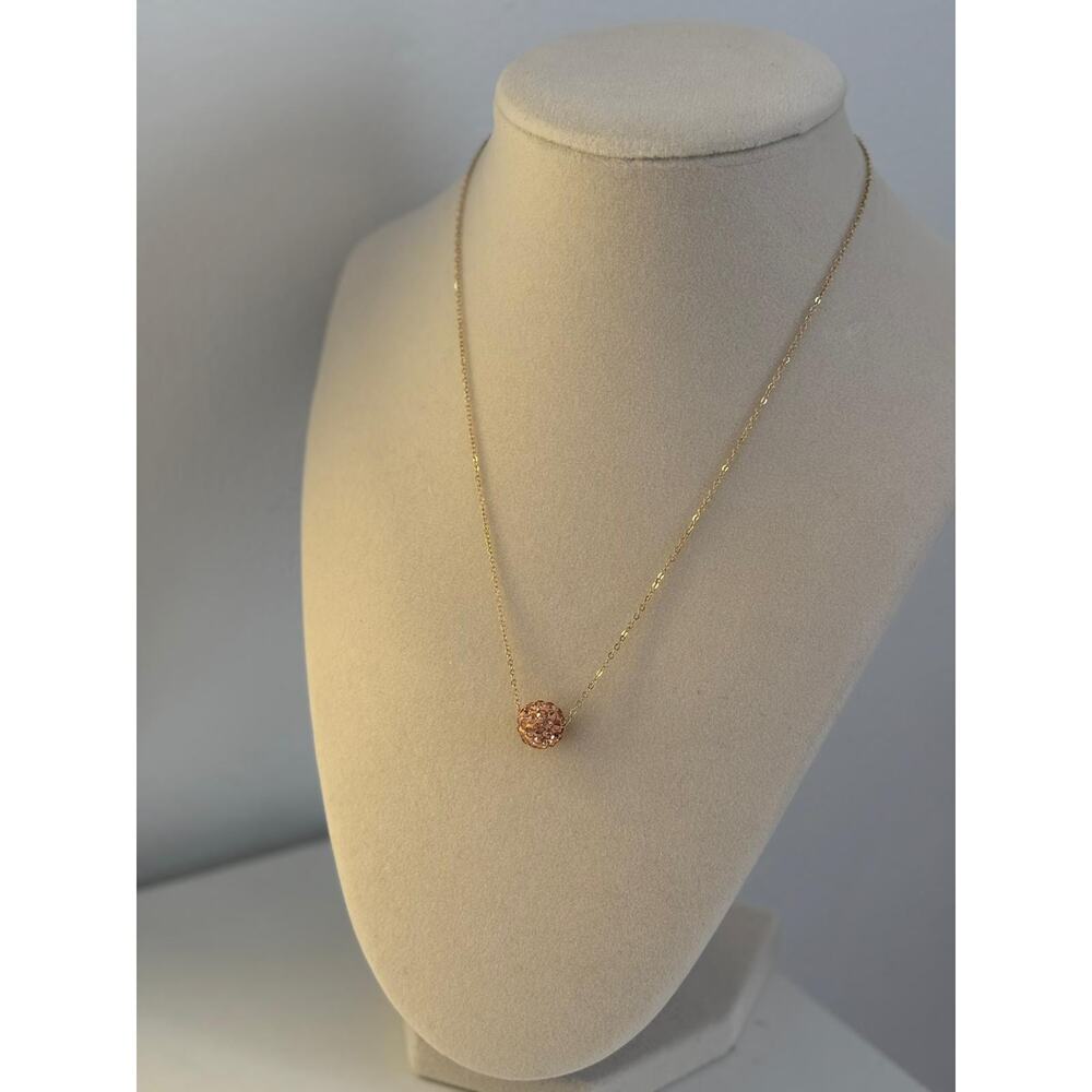 Rose Gold Crystal Ball Necklace Dainty Minimalist Pendant Gift Women - Picture 4 of 6